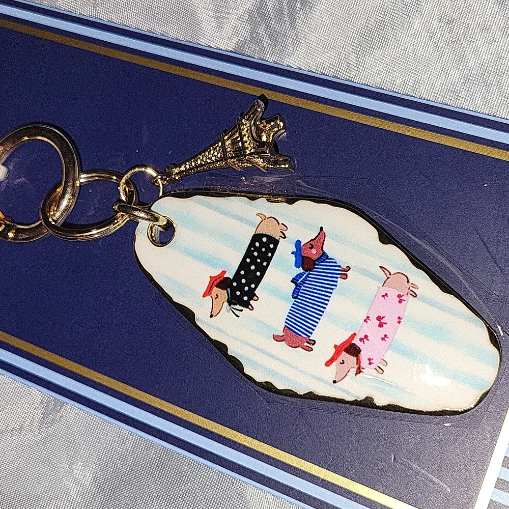 Piper K Dachshund With French Twist And Eiffel Tower Key Chain & Bag Charm